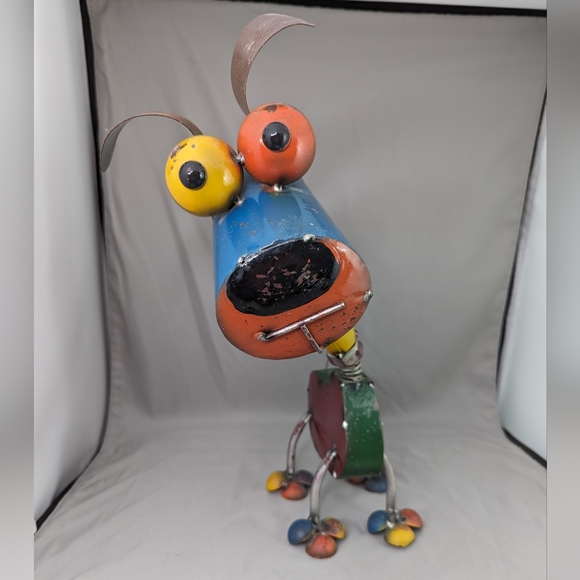 Vtg Dog Metal Hand Made Modernism Welded Spring Neck Bobblehead Art Home Decor - Picture 3 of 12